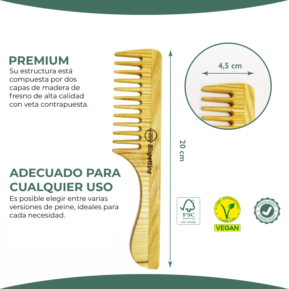 Peine con mango - Biopettine - Imagen 2